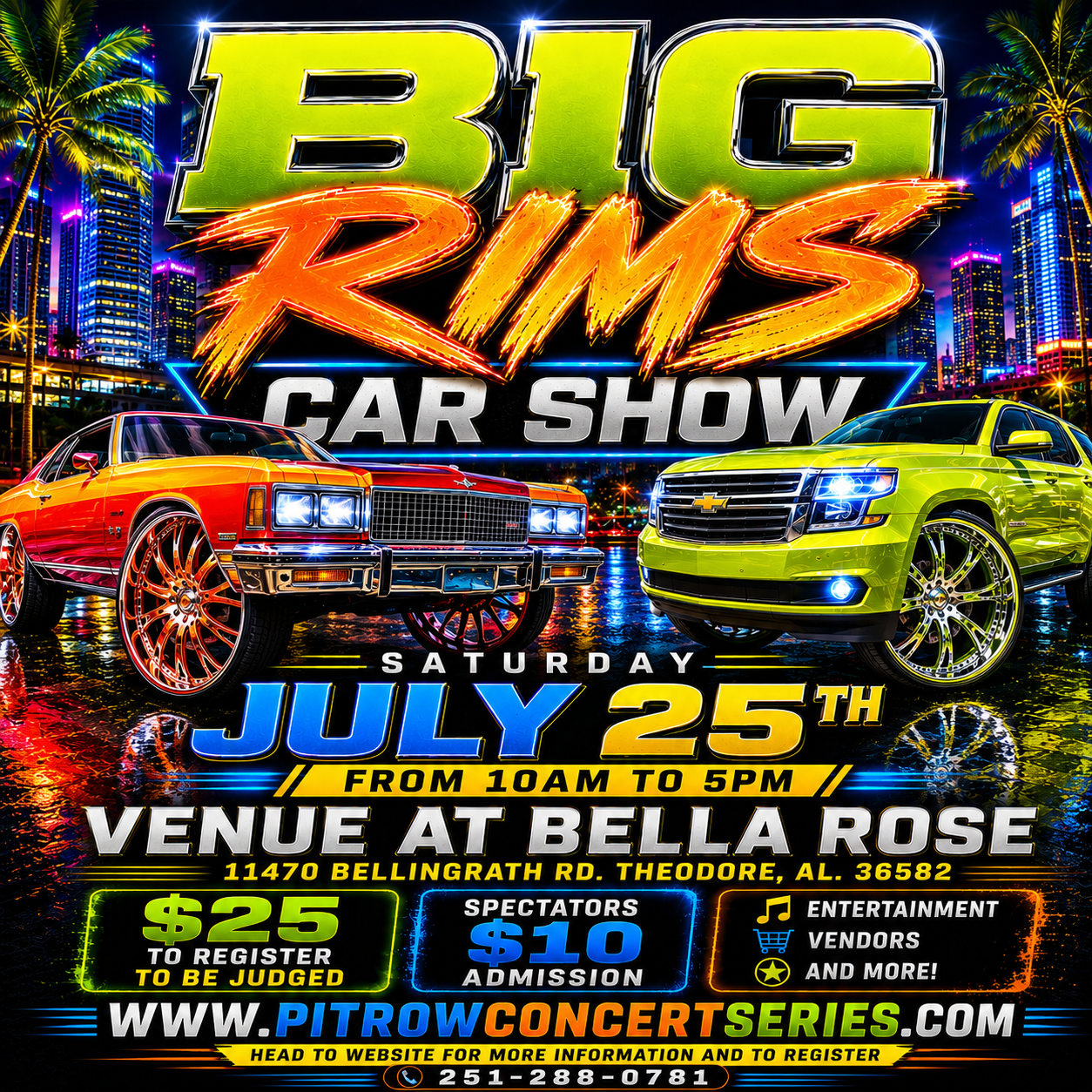 Big Rims Car Show – Saturday July 25, 10am to 5pm, Venue at Bella Rose